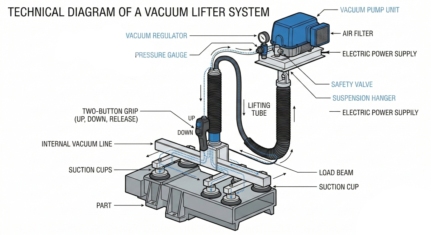 Technical Diagram Of Vacuum Lifter System