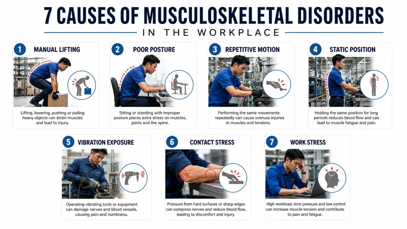 Infografik 7 penyebab musculoskeletal disorder